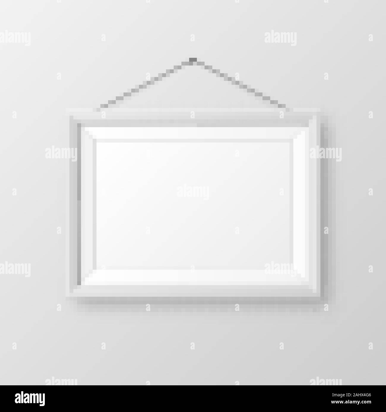 Realistisch an der Wand aufhängen, leeren weißen Bilderrahmen mit Schatten. Moderne poster Mockup auf grauem Hintergrund. Leeren Bilderrahmen für Kunst Galerie Stock Vektor