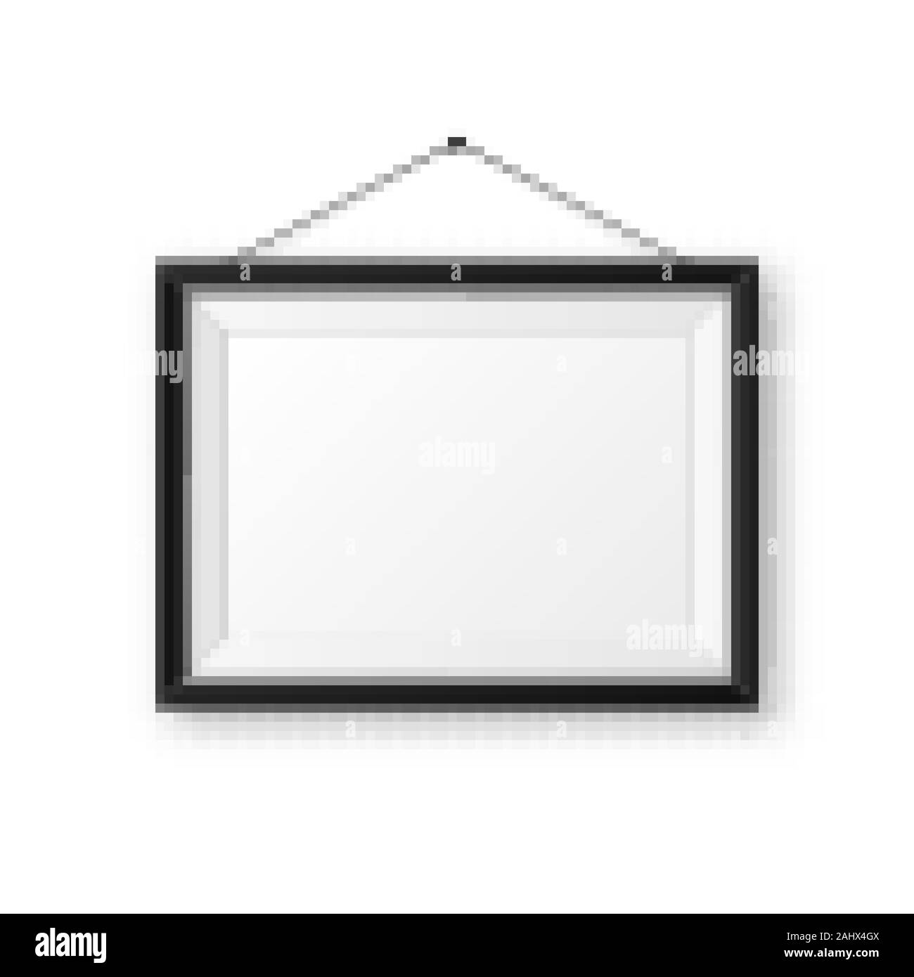 Realistisch an der Wand aufhängen, leeren schwarzen Bilderrahmen mit Schatten. Moderne poster Mockup auf weißem Hintergrund. Leeren Bilderrahmen für Kunst Stock Vektor