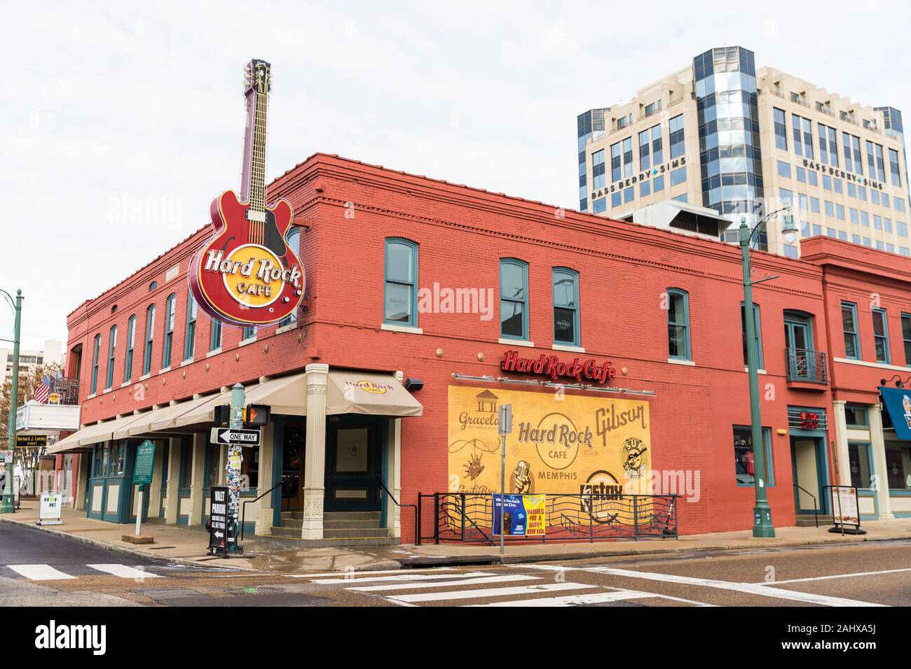 Memphis, TN/USA - Dezember 28, 2109: Hard Rock Cafe in Memphis, TN an der Ecke der Beale St und zweite St. Stockfoto