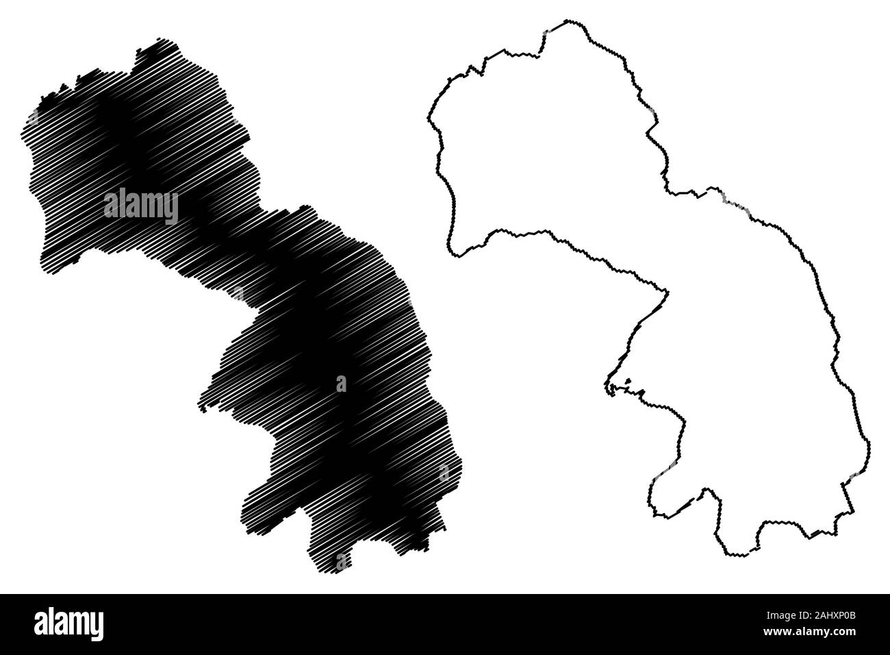 Kukes County (Republik Albanien) Karte Vektor-illustration, kritzeln Skizze Kukes Karte Stock Vektor