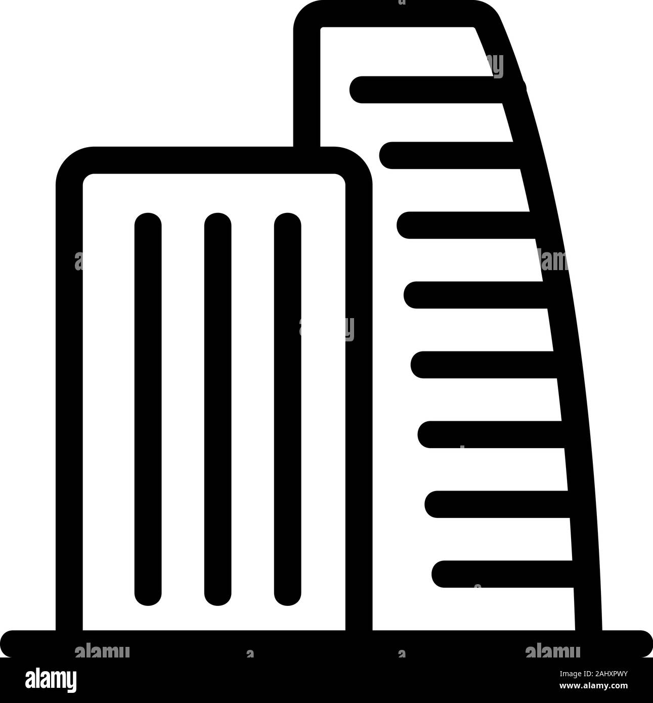 Symbolvektor für Bürogebäude. Isolierte Darstellung des Kontursymbols Stock Vektor