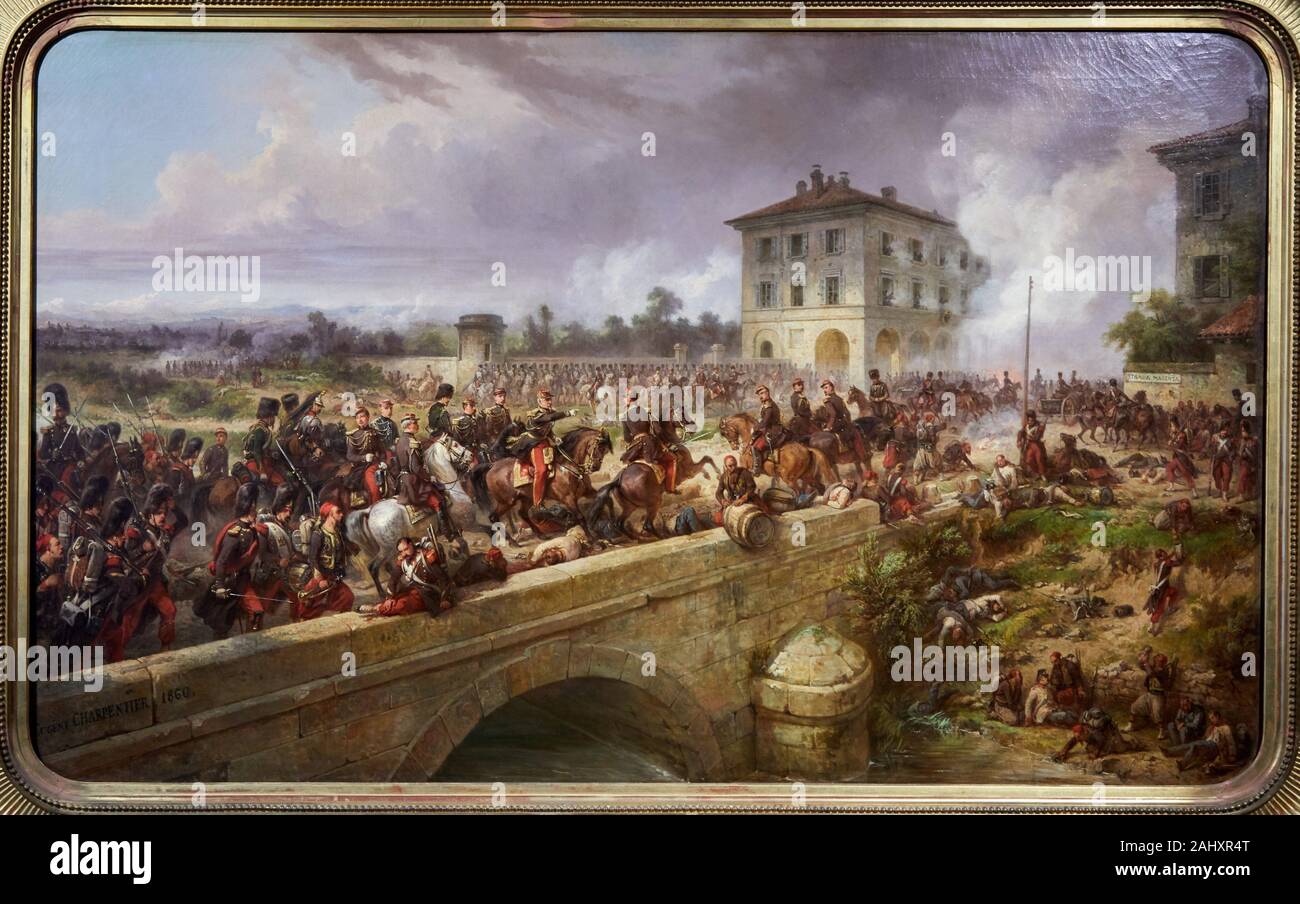 ''' Die Imperial Guard an der Brücke von Magenta am 4. Juni 1859'', 1860, Eugène Charpentier, Musée de l'Armée, Hôtel National des Invalides, Paris, Stockfoto