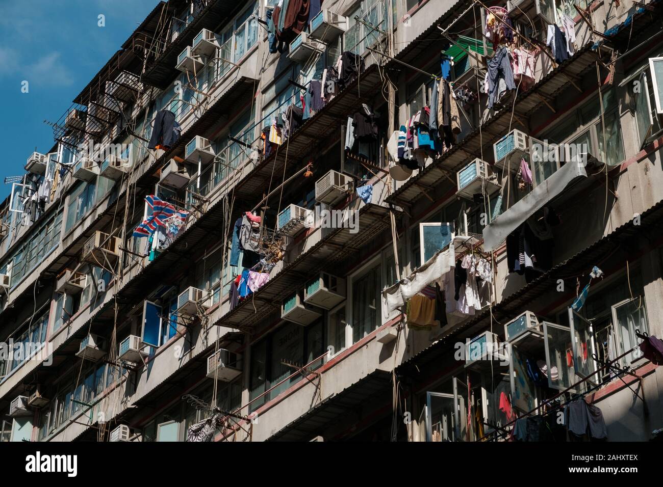 Fassade in Hongkong, Wohnimmobilien Stockfoto