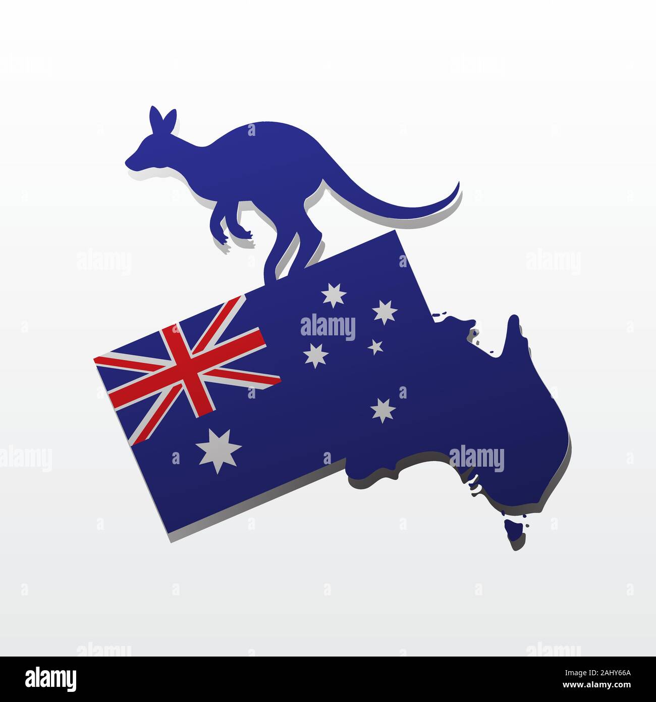 Australien Kangaroo Flag auf weißem Hintergrund isoliert. Australien Tag Postkarte. Vektorbild Stock Vektor