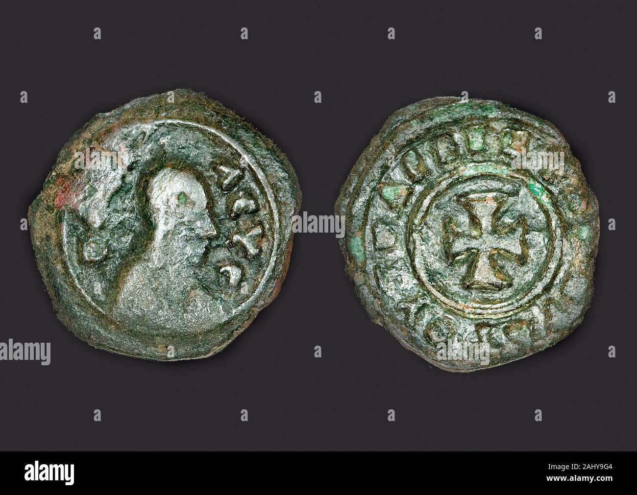 Könige von Axum (aksum). Ezanas. Ca. 300-350 AD. Struck nach seiner Bekehrung zum Christentum in 330 AD. Stockfoto