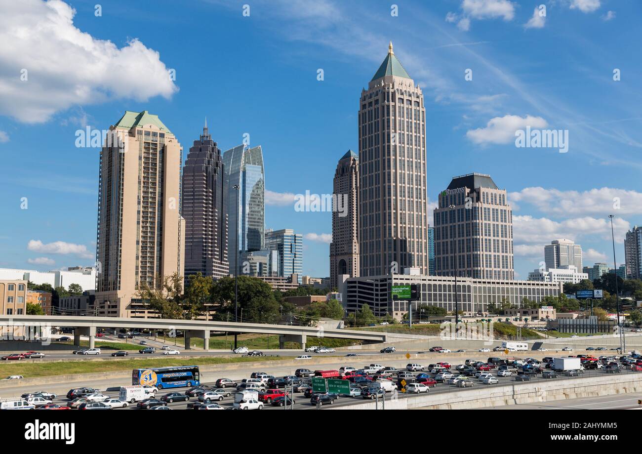 Atlanta Skyline und den Zwischenstaatlichen, Georgia, USA Stockfoto