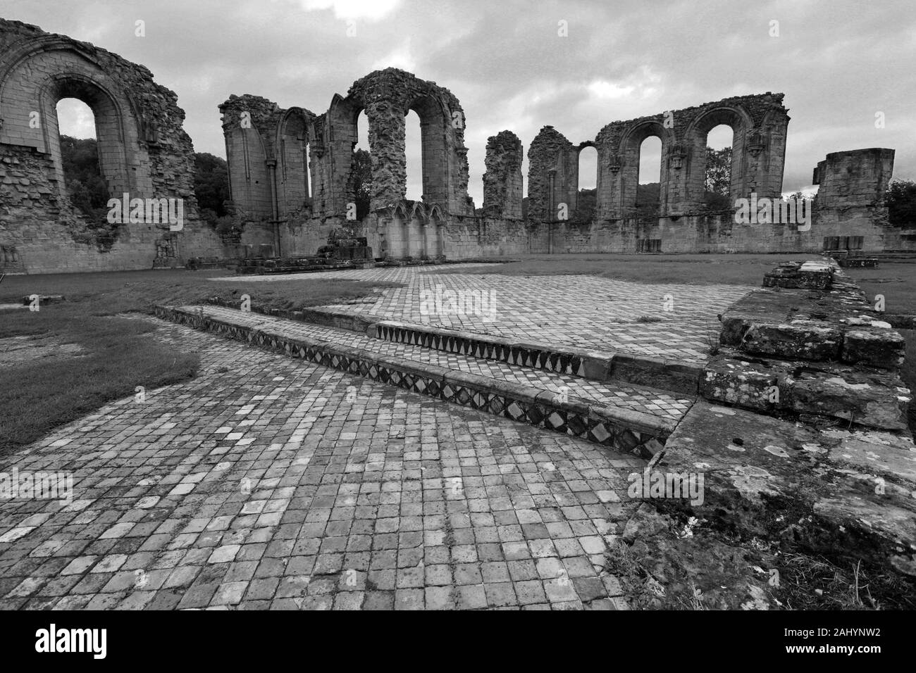 Anzeigen von Byland Abbey, Coxwold, Ryedale, North Yorkshire, England Stockfoto