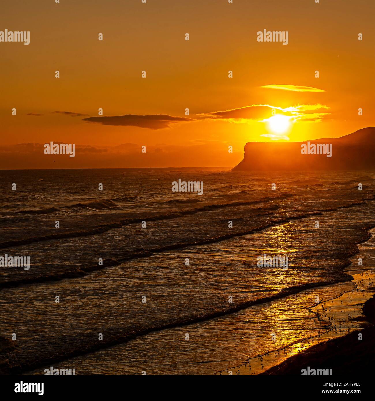 Jagd Cliff, saltburn bei Sonnenaufgang Stockfoto
