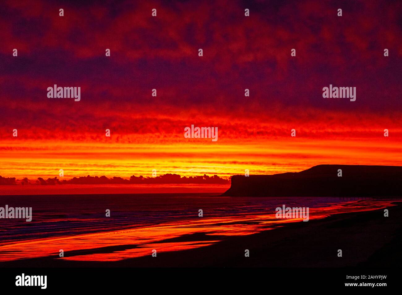 Jagd Cliff, saltburn bei Sonnenaufgang Stockfoto