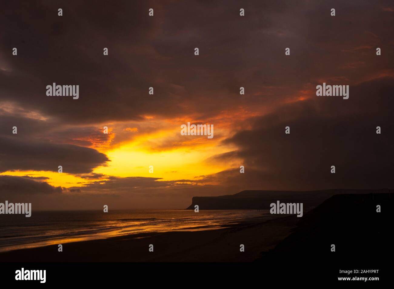 Jagd Cliff, saltburn bei Sonnenaufgang Stockfoto