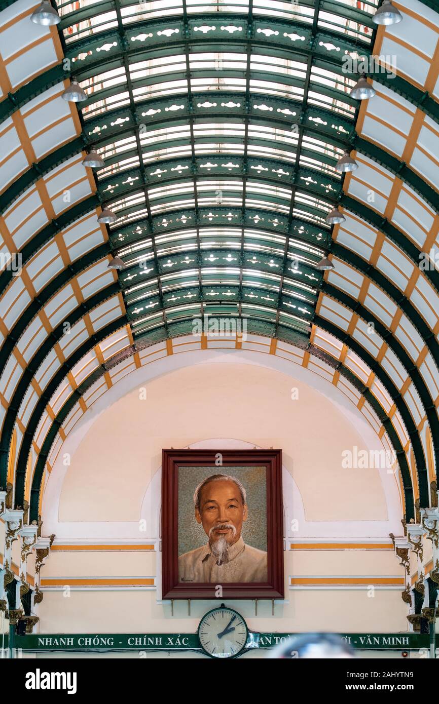 Vietnam, Ho Chi Minh City, Central Post Office, im Herzen von Saigon, wurde von der Verwaltung der französischen Post während der Indoc gebaut Stockfoto