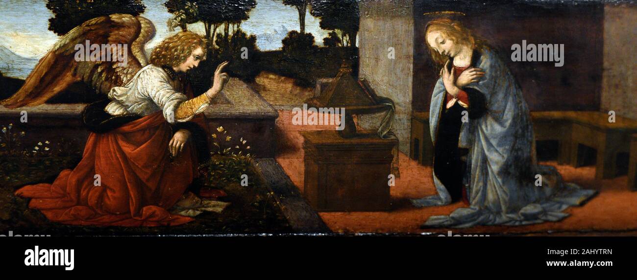 Die Verkündigung, 1480, von Lorenzo di Credi, Worcester Art Museum. Stockfoto