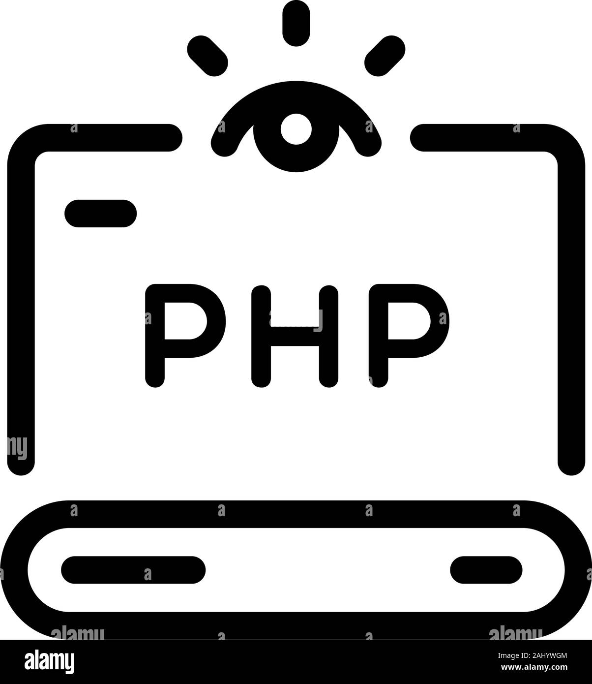 Symbol der Codierung, Programmierung. Website Layout. Vector Icons auf einem weißen Hintergrund. Trendy lineare Symbol. Symbol für Website und Drucken. Logo, Emblem, Symbol. In Stock Vektor