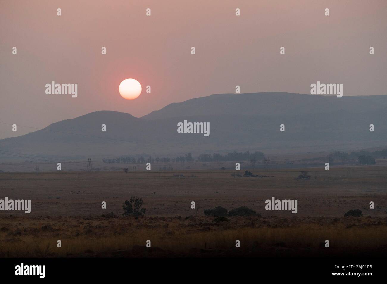 Sonnenuntergang, Nambiti Game Reserve, Südafrika Stockfoto
