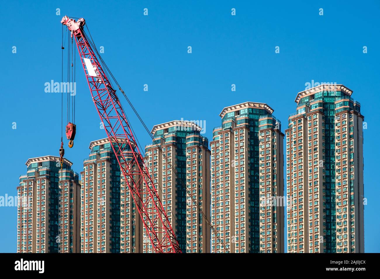 Bau kran und Wolkenkratzer, Gebäude, Bau HongKong Stockfoto