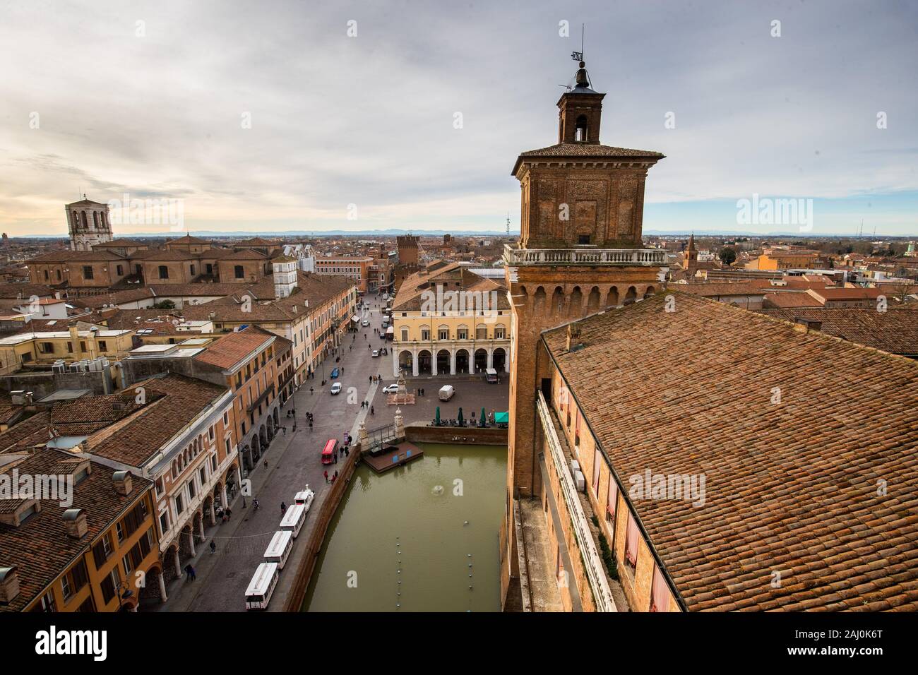 Ferrara, Italien Dezember 24th, 2019 - ein Blick von oben im Schloss Estense im Stadtzentrum von Ferrara - Foto von Filippo Rubin-Alamy Stockfoto