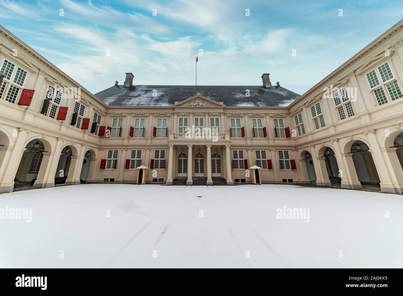 Den Haag, 22. Januar 2019 - Einer der offiziellen Arbeitsplatz für den niederländischen König, Willem-Alexander von Orange in Den Haag mit der Statue Willem van Stockfoto