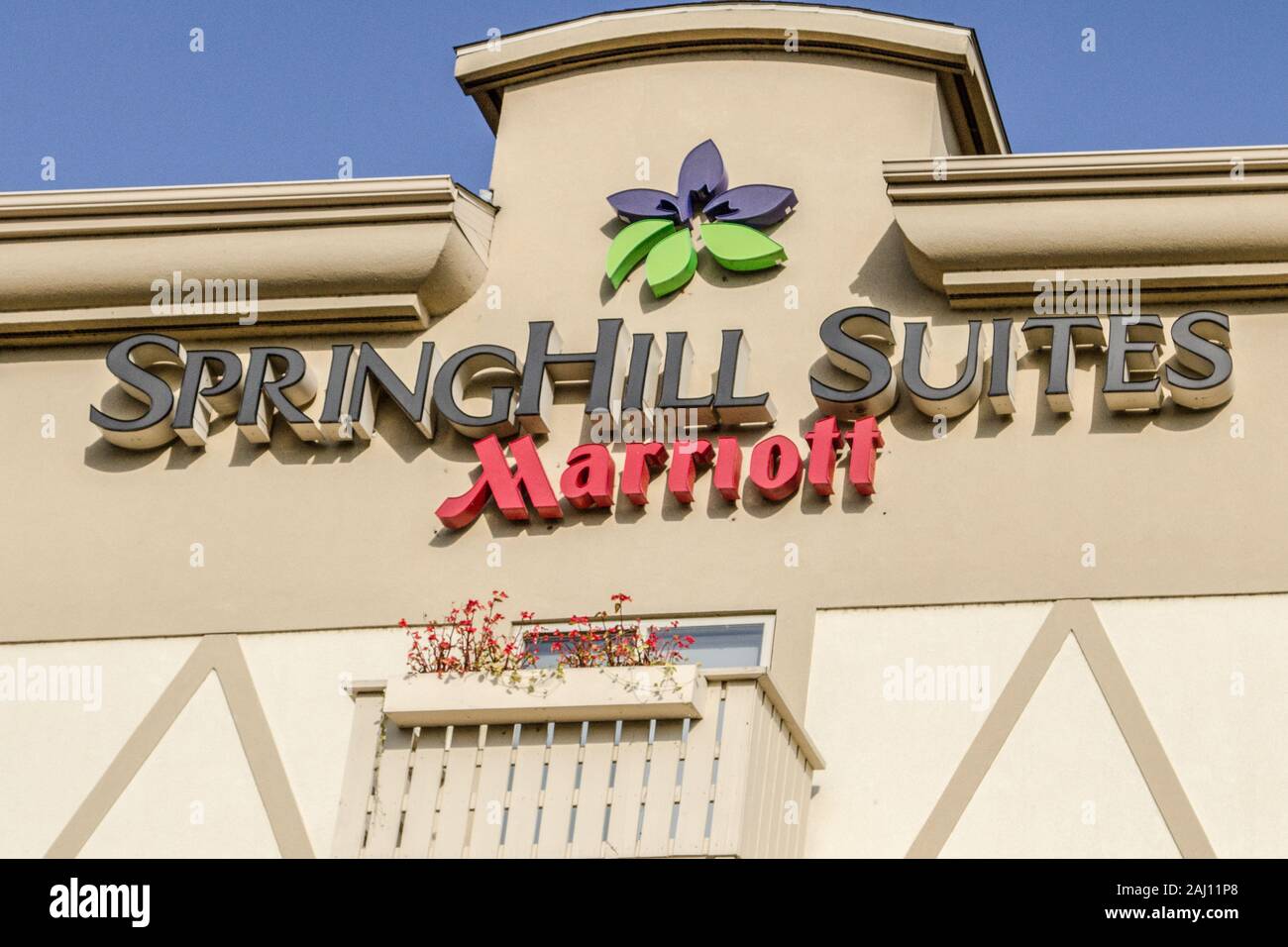 Frankenmuth, Michigan, USA - Oktober 9, 2018: Zeichen für die Springhill Suites der Marriott Hotelkette. Stockfoto