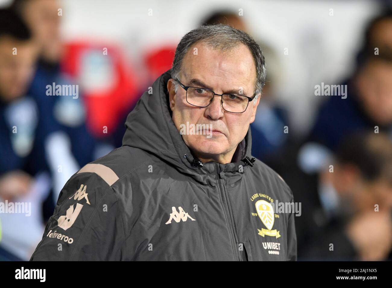 1. Januar 2020 wird der Weißdorn, West Bromwich, England; Sky Bet Meisterschaft, West Bromwich Albion v Leeds United: Leeds United Trainer Marcelo Bielsa gelangt in den technischen Bereich: Simon Whitehead/News Bilder Stockfoto