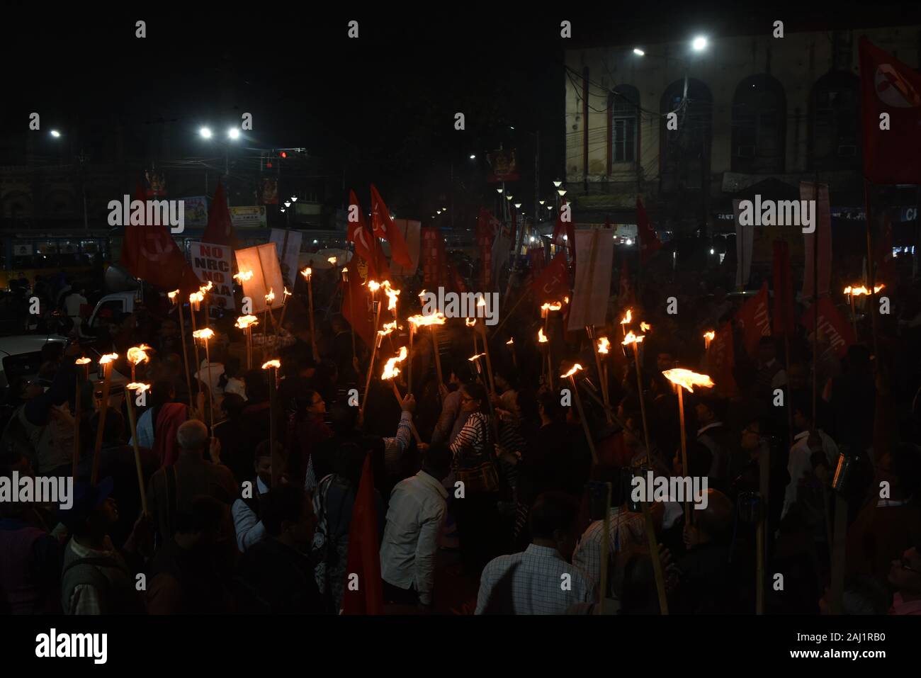 Eine Rallye wurde organisiert, um die All India Generalstreik am 8. Januar 2020 zu unterstützen. Zentrale Arbeiterorganisationen, industriellen Föderation, Bank beschäftigt Union fordert eine allgemeine Alle Indien Streik am 8. Januar 2020 allgemein Religion der Nachfrage von NRC, NPR, CAA zu Protest gegen Datensatz Verkauf von nationalen Vermögens Protest von Modi Govt. INTUC, AITUC, HMS, CITU, AIUTUC, TUCC, SEWA, AICCTU, LPF, UTUC, unabhängige Verbände und Vereinigungen der verschiedenen Sektoren, darunter einige unabhängige Gewerkschaften für einen bundesweiten nannte diese Generalstreik unterstützt. Die Gewerkschaften hatten vor kurzem die Mitte gedrängt CAA aufzuheben. Stockfoto