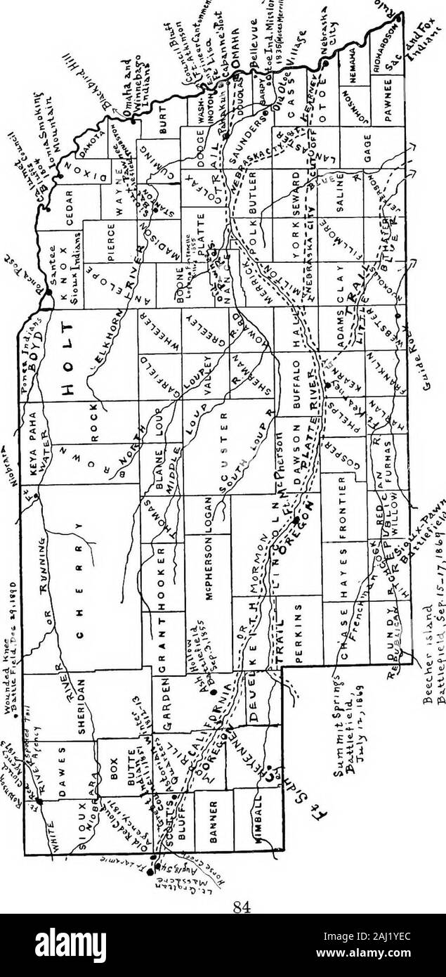 Geschichte und Geschichten von Nebraska. ate von Kalifornien im Jahr 1850 andcandidate für Präsident im Jahr 1856. Er starb Juli 13,1890, hav-ing lebte der Westlichen Wüste, den er mit Millionen von Menschen exploredfilled hatte, große Städte gebaut auf der plainsand in die Berge und mehrere Pazifische Eisenbahnen, wo hehad davon geträumt, ein zu sehen. Eine der florierendsten Städte von Nebraska stolz bearsFremonts Name. Die großen Vereinigten Staaten dam Am Can-yon Der Platte River, wo die Fremont und seine Partei 1842 werewrecked wird aufgerufen, um den Pathfinder, und große canalsfrom seinen mächtigen Behälter transportieren das Wasser aus Stockfoto