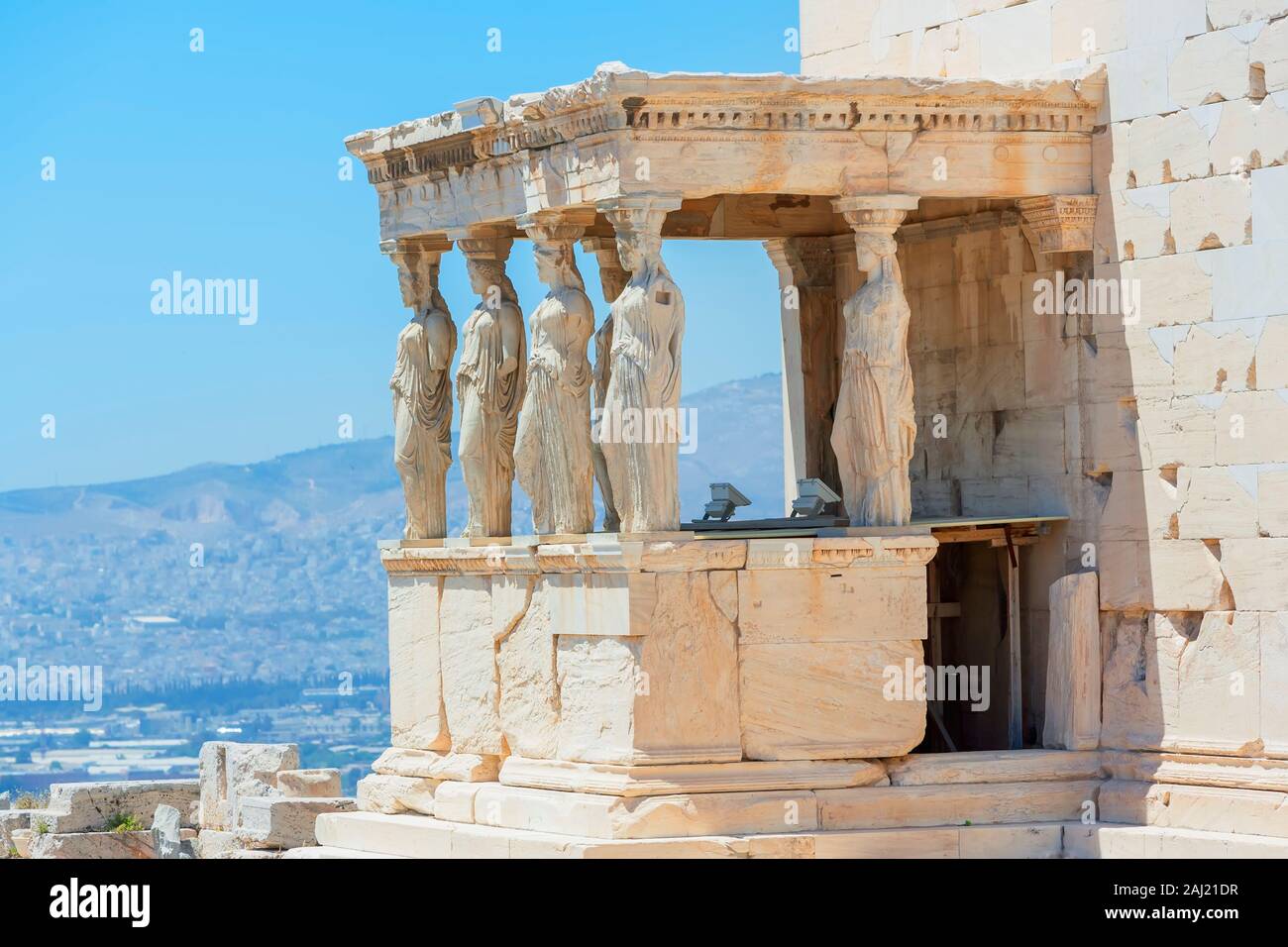 Portal der Karyatiden, Erechtheion Tempel, Akropolis, UNESCO, Athen, Griechenland, Europa Stockfoto