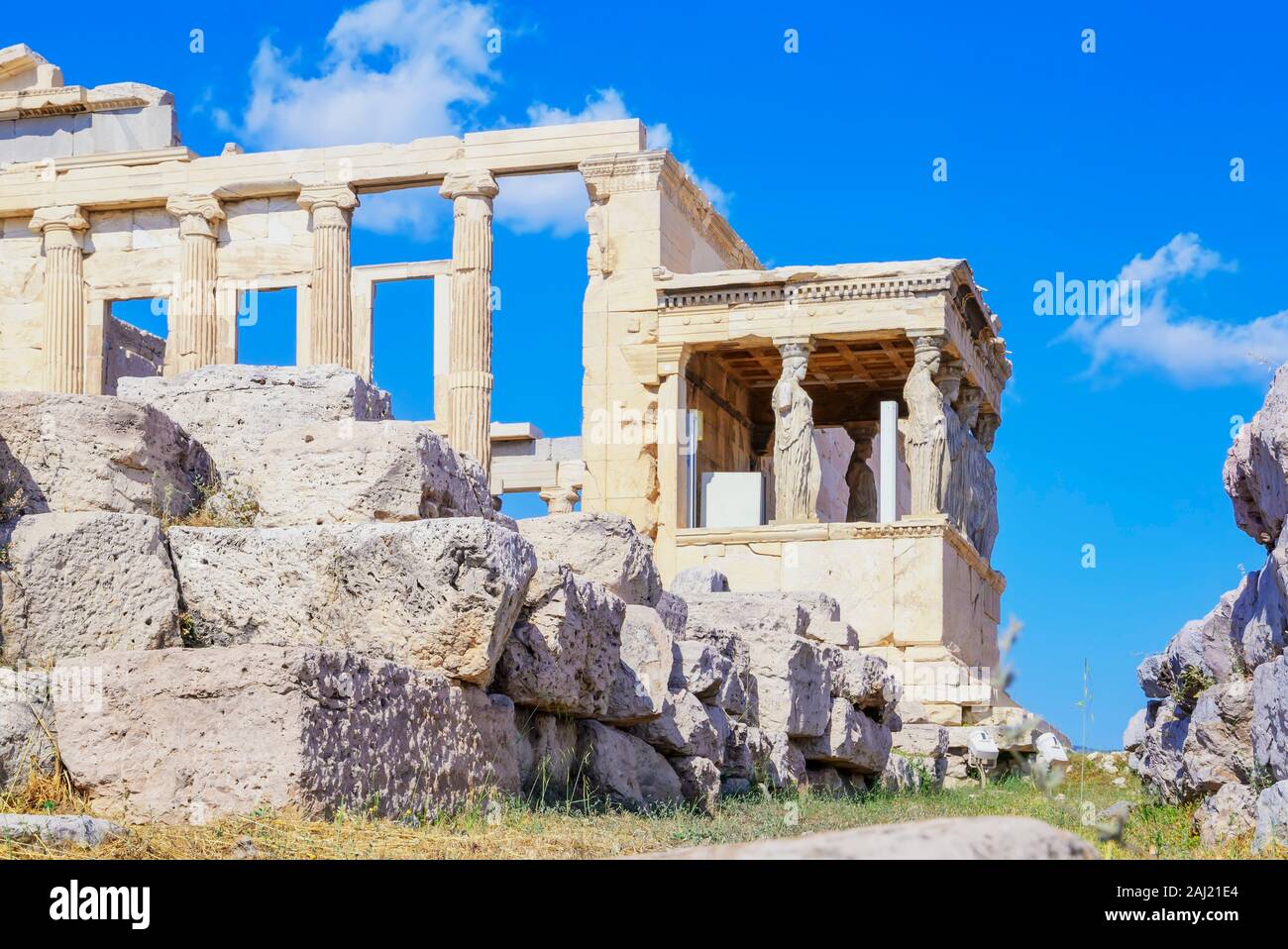 Portal der Karyatiden, Erechtheion Tempel, Akropolis, UNESCO, Athen, Griechenland, Europa Stockfoto