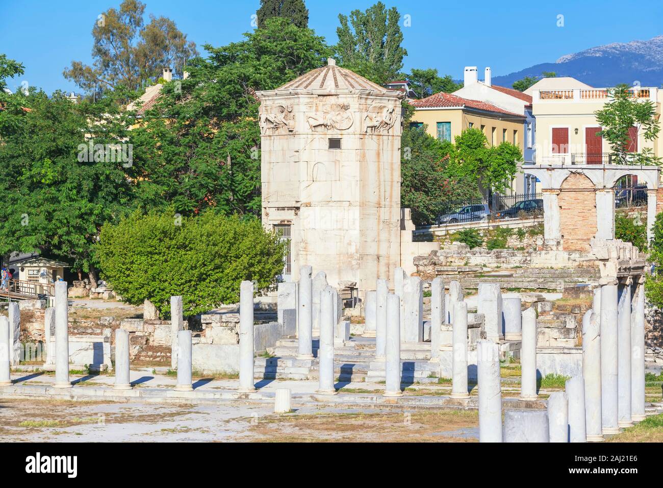 Reste der römischen Agora und Turm der Winde, Athen, Griechenland, Europa Stockfoto
