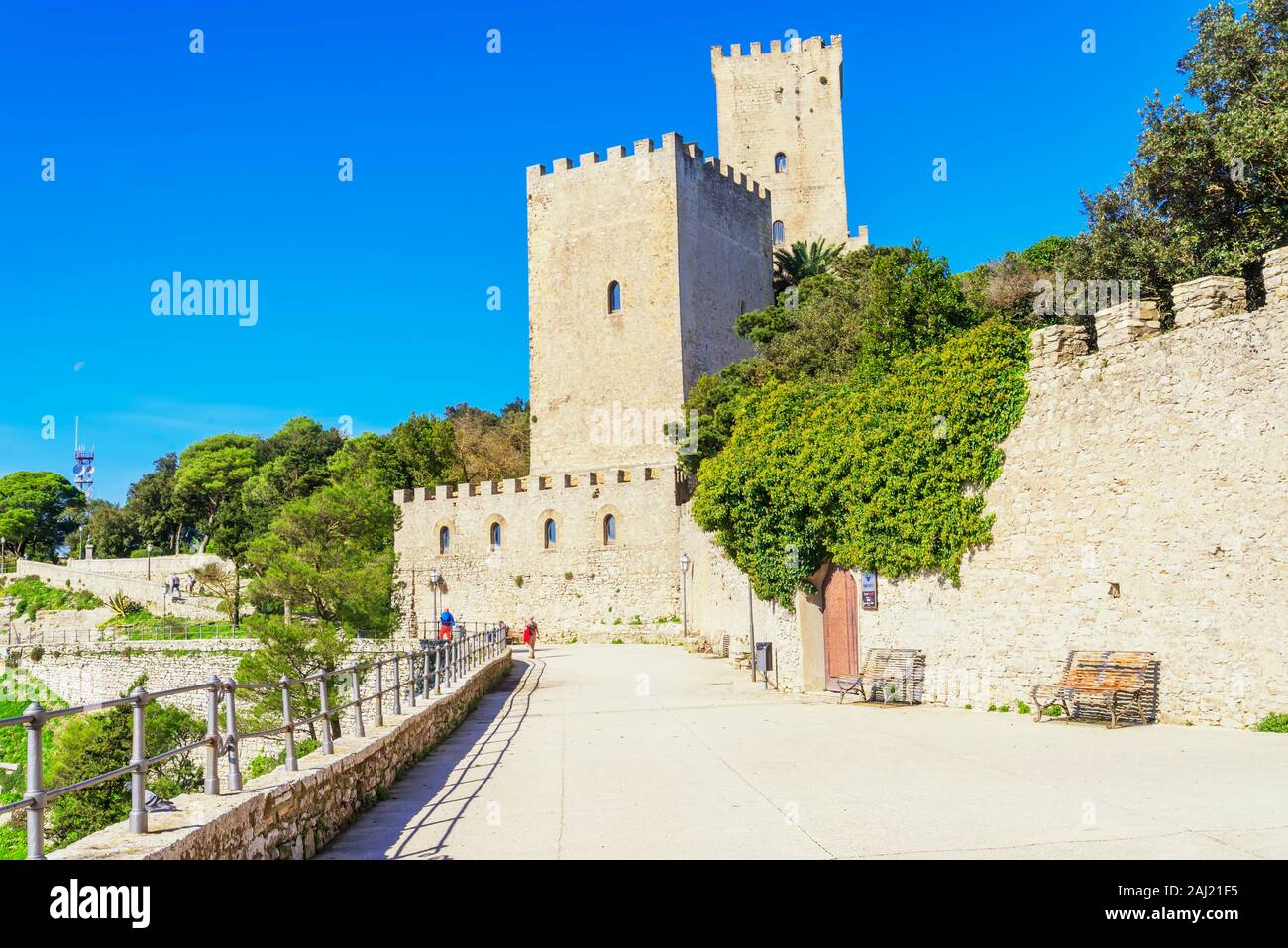 Blick auf Balio Schloss, Erice, Sizilien, Italien, Europa Stockfoto
