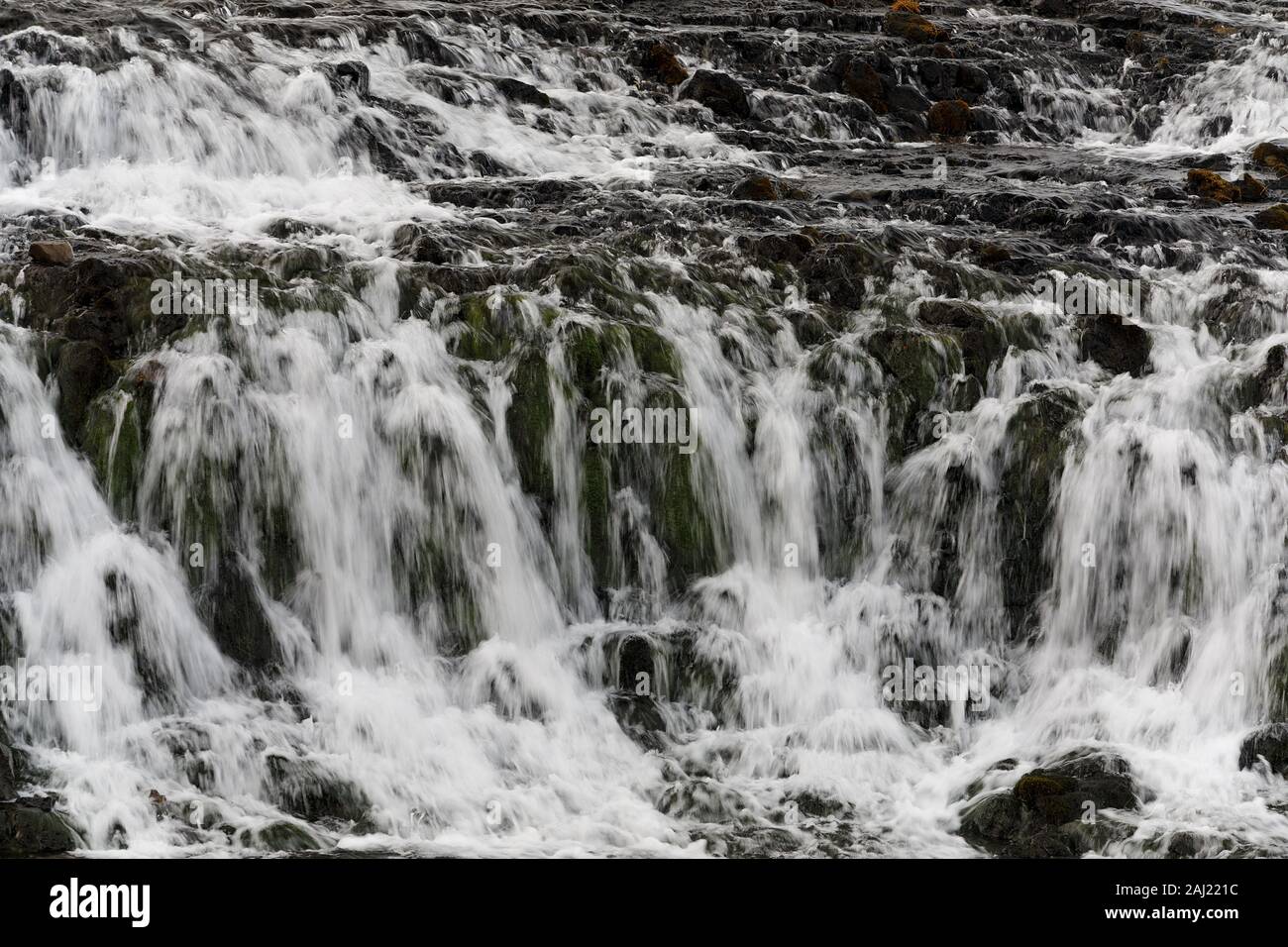 Bruarfoss, ein großer Türkis Wasserfall in Island Stockfoto