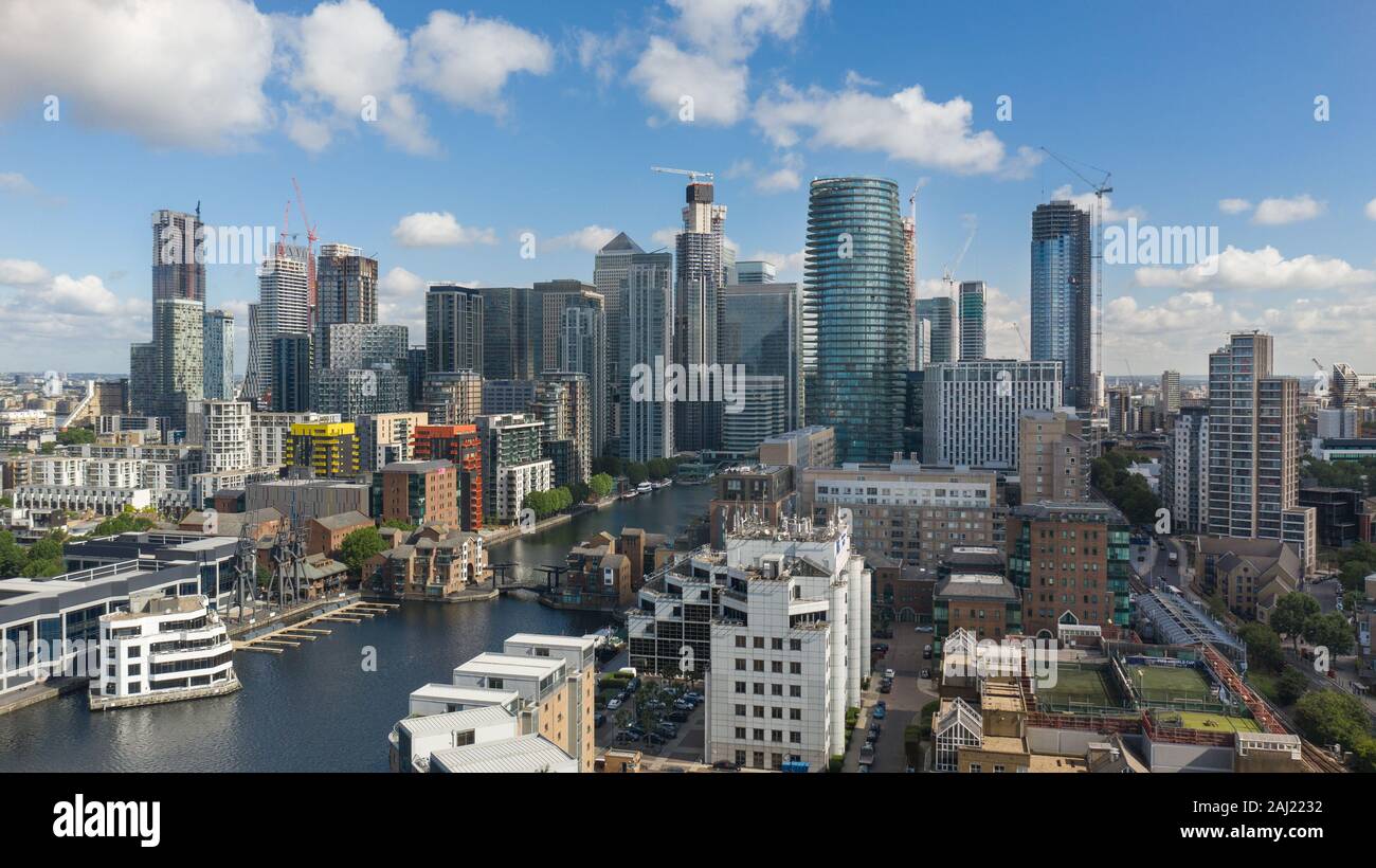 London City Canary Wharf Business Wolkenkratzer Skyline in den Docklands Isle of Dogs UK Stockfoto