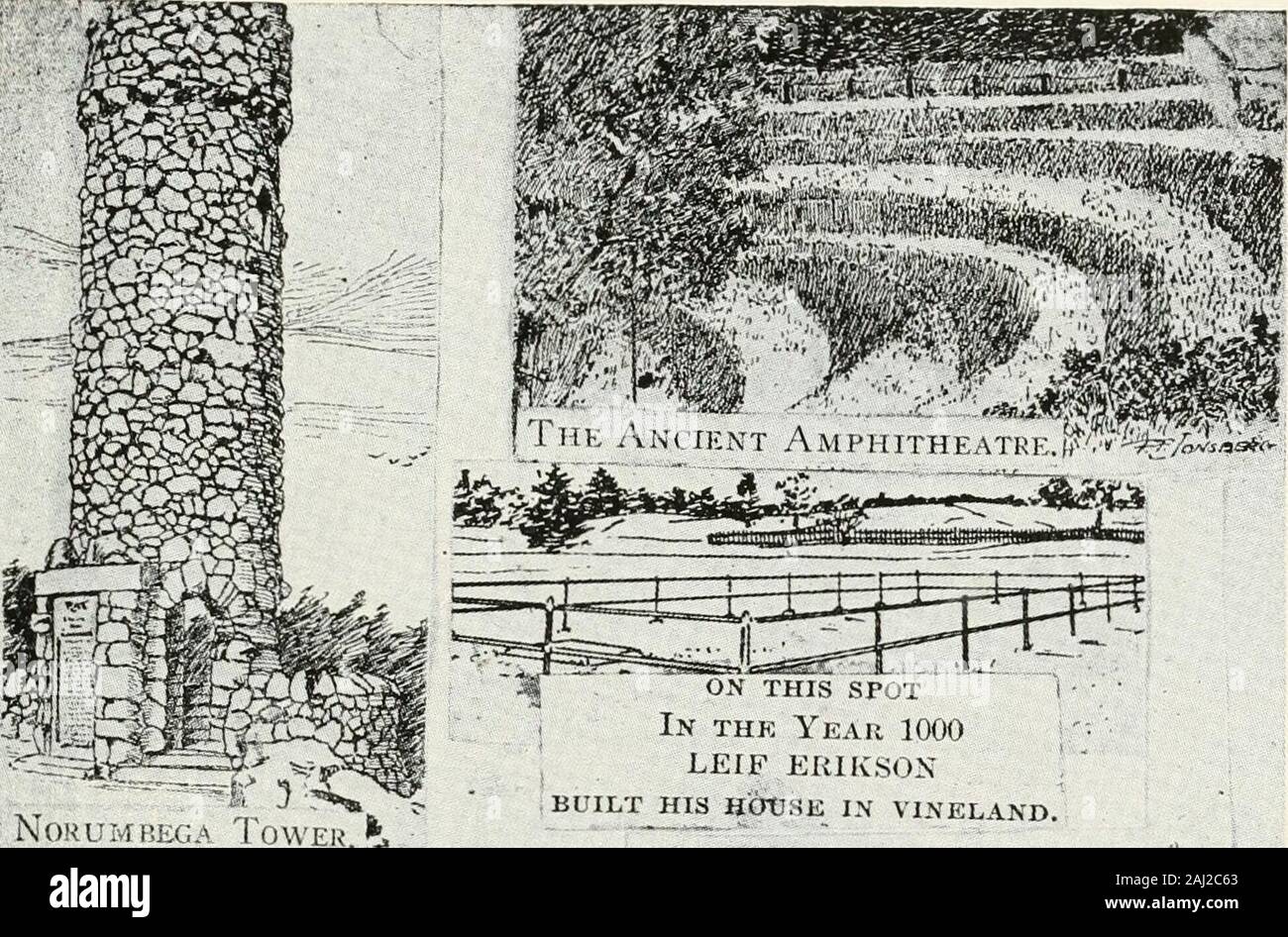 Geschichte der Pilger und Puritaner, ihre Vorfahren und Nachkommen; Grundlage der Amerikanisierung. Durch einen indischen Pfeil, theheart des tapferen Norseman durchbohrt. Der erste Friedhof an CapeCod wurde begonnen, als er begraben wurde. Es war definitelycalled Krossanen (Vorgebirge des Kreuzes) an der dyingmans Geheiß, die in den Tod - Stunde seinen Verstand andie wieder Trost der Religion seiner Väter. Durch die searchersamong den Toten sein Grab als auf Römischen entfernt wurde - Gerochen - Gurnet, anstatt auf den Punkt AUerton, in BostonHarbor. So starb Thorwald, der Gerücht sagt, schläft seinen lastsleep inmitten der sand Dun Stockfoto