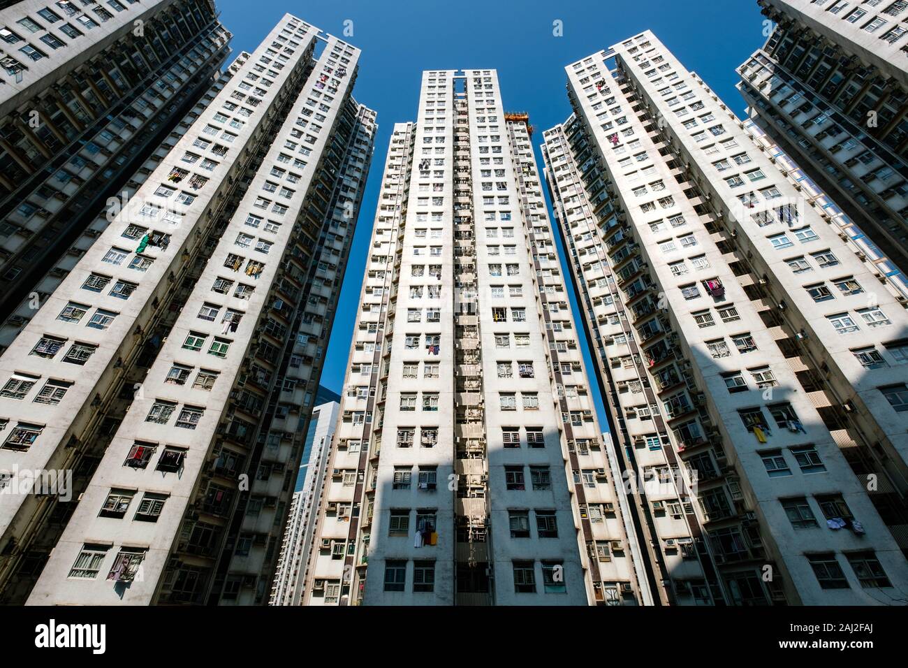 Wohnhaus Fassade, Immobilien Exterieur, Hongkong - Stockfoto