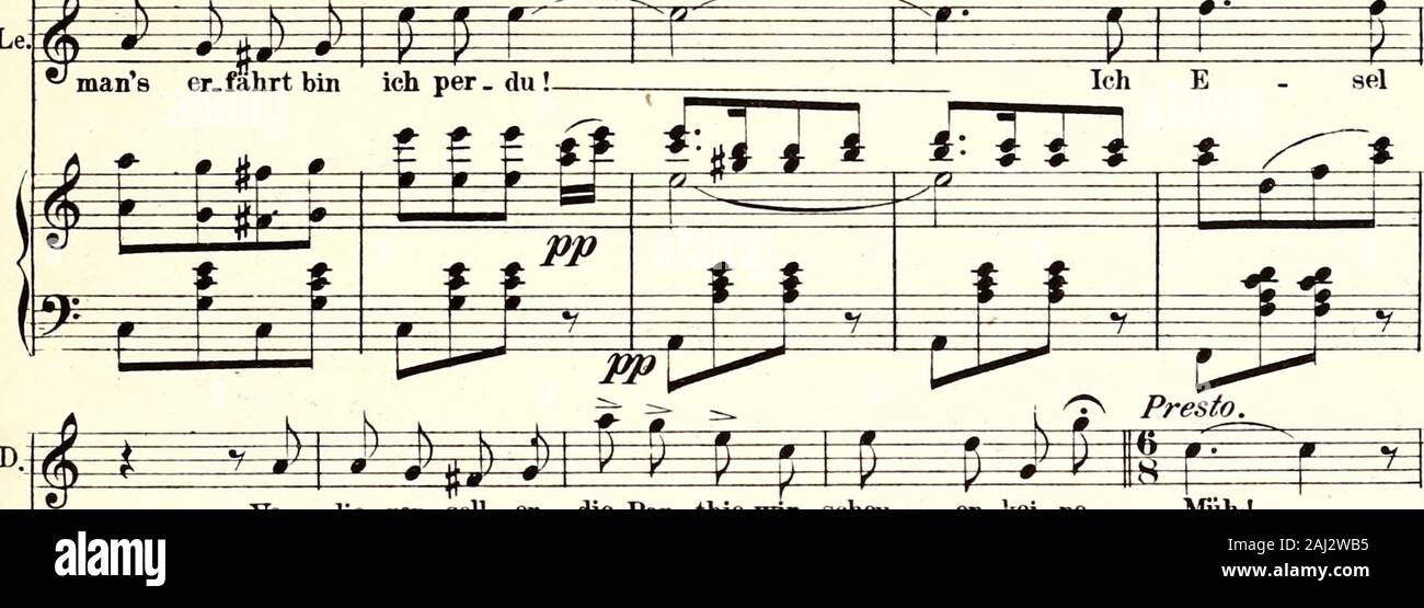 Gräfin Dubarry: komische Oper in drei Acten. Ach, das krieg sie sterben Dii-barryvremi Ä^i Ä] i^t^V^^ •^=^=?^^= rn^I M P Lu, ich Ich kriege Grä fin Du-bar. rv sterben! * M I P. J J^^ J JiJii | g g Das Krieg ja sie sterben. Le Mans,^^ äh. Fahrt bin ich Pro. Du! Lu: feö * * 3 r-liegen. ren soll er sterben Par-thie wir scheu-en Kei. ne Müh! Du.bar.rv! Ver-liegen. ren soll er sterben Abs. thie wir scheu en Kei. ne Müh!-#-TE-"V-^^^ a:: W Ja Blu. ttg rächen werde ich sie sterben schändJiche In. fa. Mie!. Stockfoto