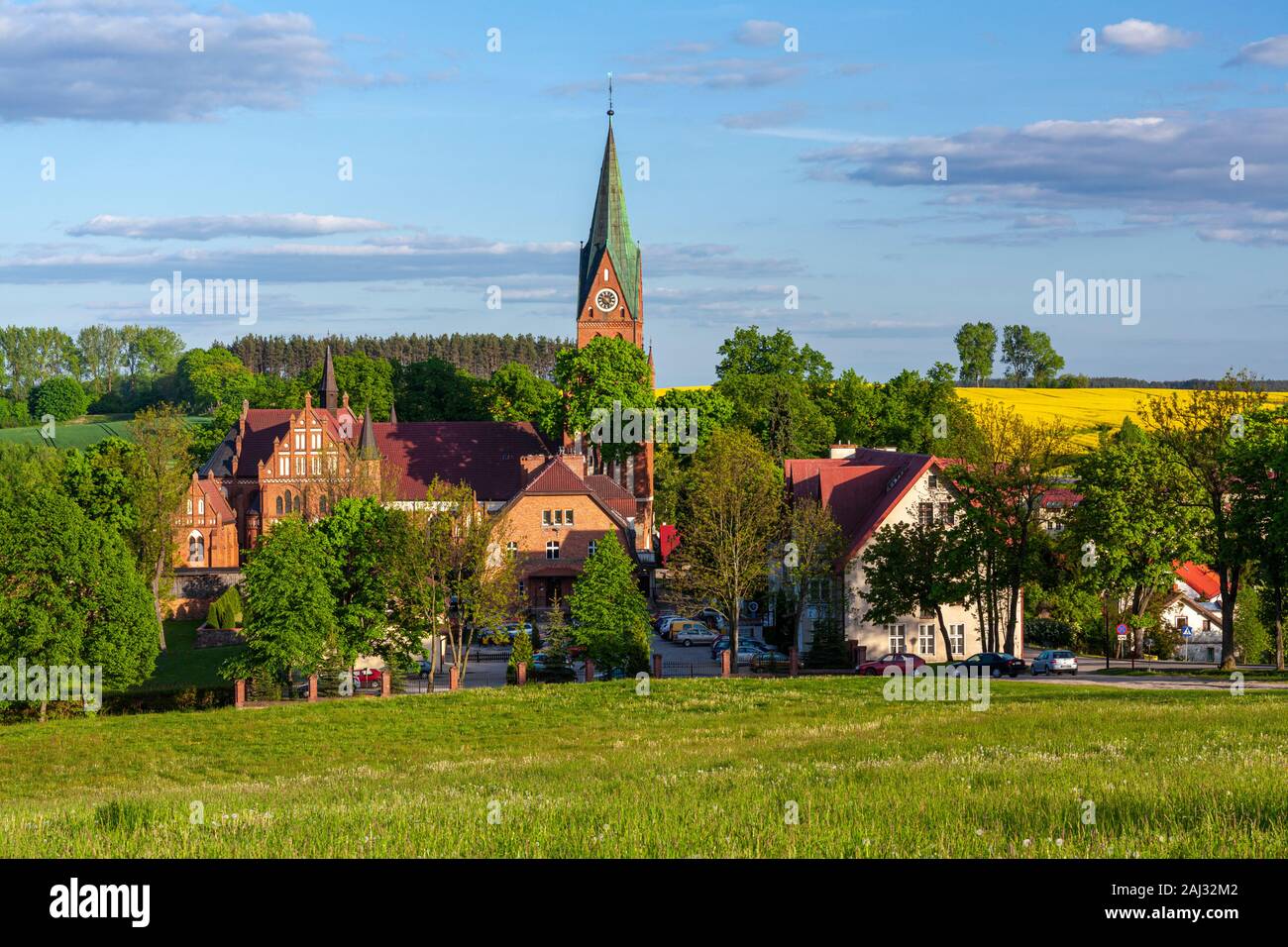 Gietrzwald Panorama, Woiwodschaft Ermland-Masuren, Polen Stockfoto