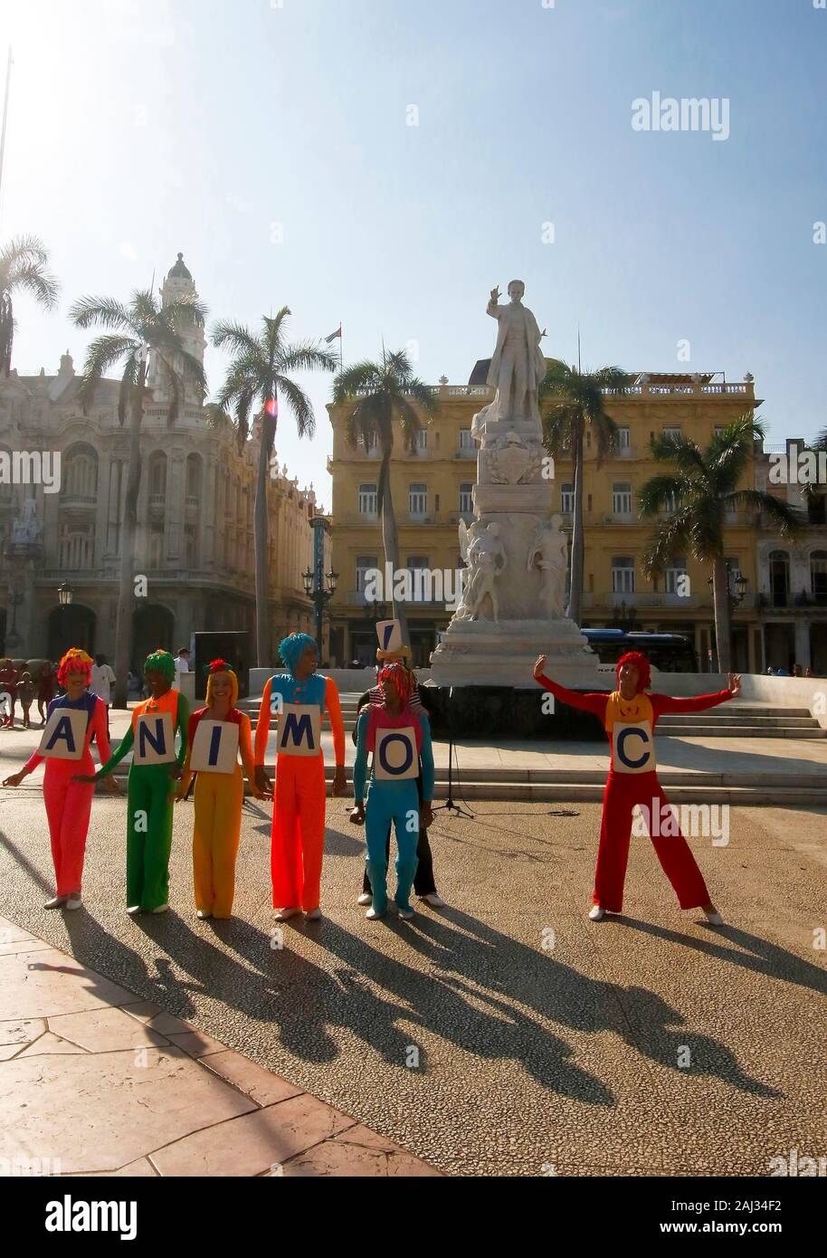 Straßenkünstler auf dem Hauptplatz Parque Central in Havanna, Kuba Stockfoto