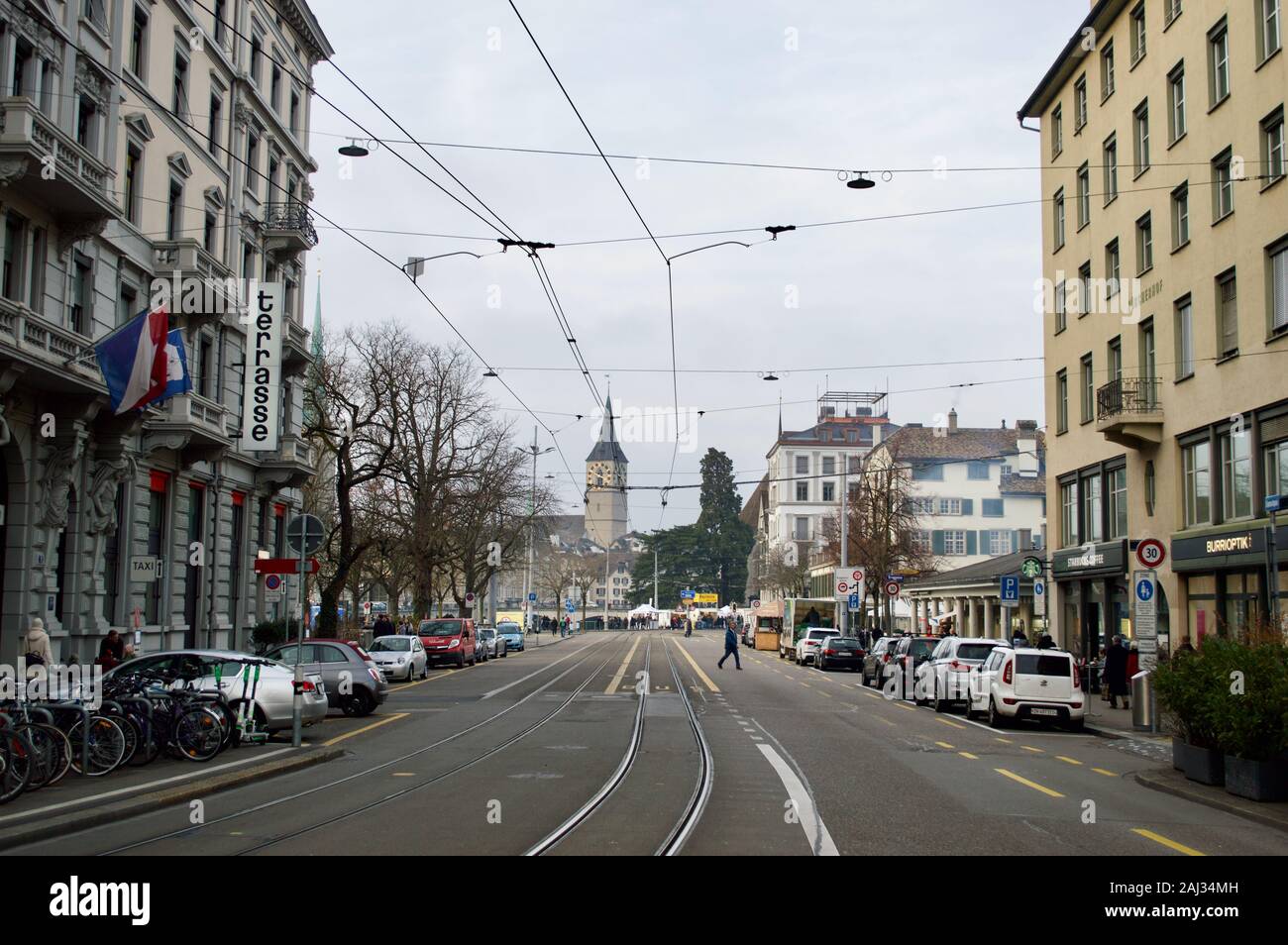 Eine Straße in Zürich, Schweiz Stockfoto