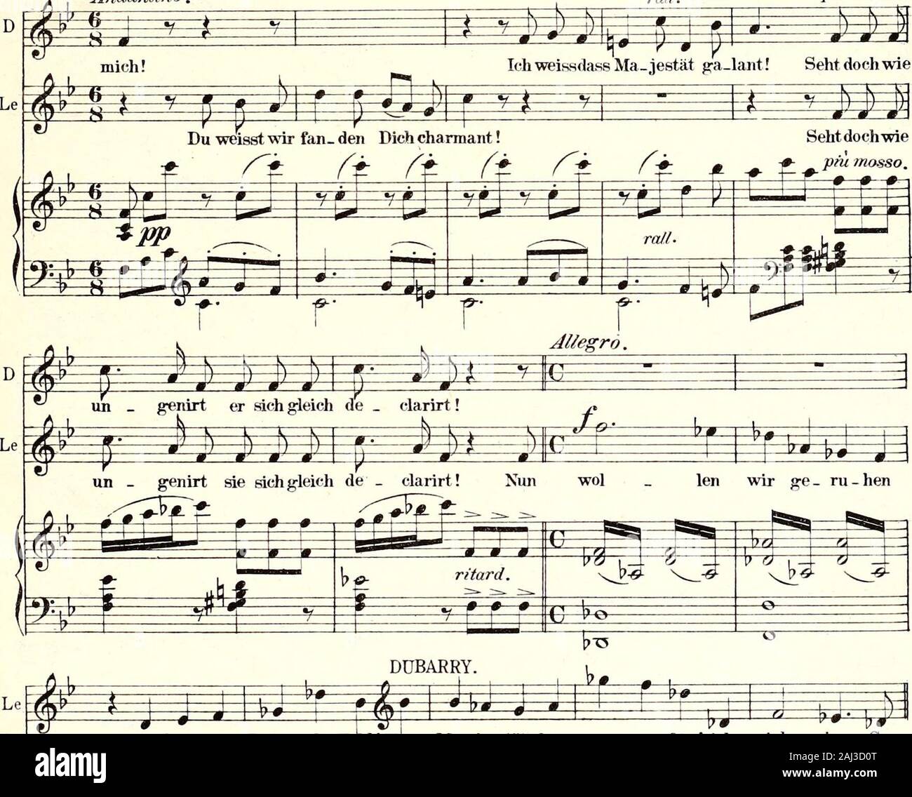 Gräfin Dubarry: komische Oper in drei Acten. ^,^ Nunheissts Lu - cet te spielen! Ach Ma-jestät ihr Ehr-für m i=fn^ w V I 7 5 = 5 = F -^- T1 7^1 f=^^t = f 5 =^^^^^^^^ 5 =^: Anda? itino. Rall. p/u Mosso. J-Jijl. zu küs-sen Dich voH HmdWenn Ma je-stät das Do-en füg ich mich in Ge-^*^m. 3^^ g1&gt; J Ens: T v^i"^^^^^^^Q3 I S BXE Ejx: C 26920. 106 A/fes-ro LEONARD.^ TeoiPoI. D Stockfoto