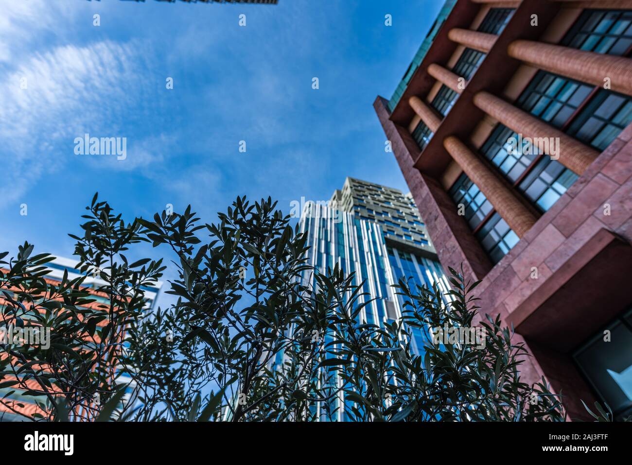 Amsterdam, 29. September 2019 Glas Tower Gebäude im Finanzzentrum der Stadt Amsterdam in Holland die Niederlande dem Zuidas genannt Stockfoto