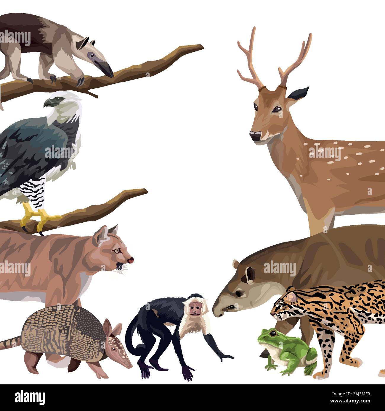 Gruppe von wilden Tieren Zeichen Stock Vektor