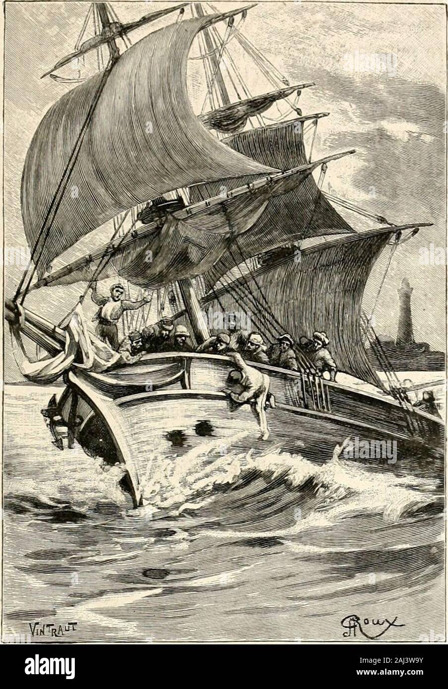 L'Invasion de la Mer. À tribord pour le contourner capSan Juan... - Est-ce Quil faudra courir des Bords une fois dans le dé-Troit? - Je ne Le pense Pas, déclara Kongre. Aussitôt Le Cap Saint-Jean doublé, nous Les Amures changerons, et Bien à Babord jespère lesgarder jusquau Cap Horn. La saison beginnen à sa-vancer, et je crois que nous pourrons Compter sur la persistancede ces Vents dest. En tous Cas, Dans Le Détroit, nous Le feronsautant Quil le faudra, et il Nest pas à supposer que la Brise nousrefuse au point de nous à contraindre louvoyer. "Si, comme il pouvait lespérait, Kongre éviter d Stockfoto L'Invasion de la Mer. À tribord pour le contourner capSan Juan... - Est-ce Quil faudra courir des Bords une fois dans le dé-Troit? - Je ne Le pense Pas, déclara Kongre. Aussitôt Le Cap Saint-Jean doublé, nous Les Amures changerons, et Bien à Babord jespère lesgarder jusquau Cap Horn. La saison beginnen à sa-vancer, et je crois que nous pourrons Compter sur la persistancede ces Vents dest. En tous Cas, Dans Le Détroit, nous Le feronsautant Quil le faudra, et il Nest pas à supposer que la Brise nousrefuse au point de nous à contraindre louvoyer. "Si, comme il pouvait lespérait, Kongre éviter d Stockfoto