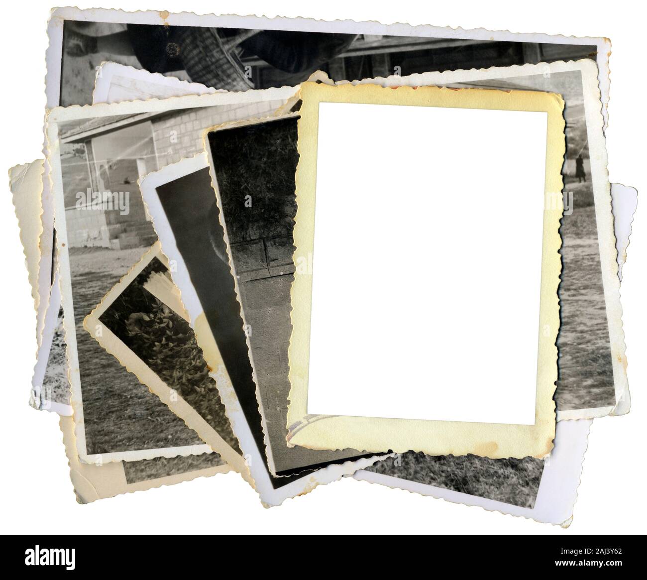 Stapel der alten Vorlage "Fotos Ausschnitt Stockfoto