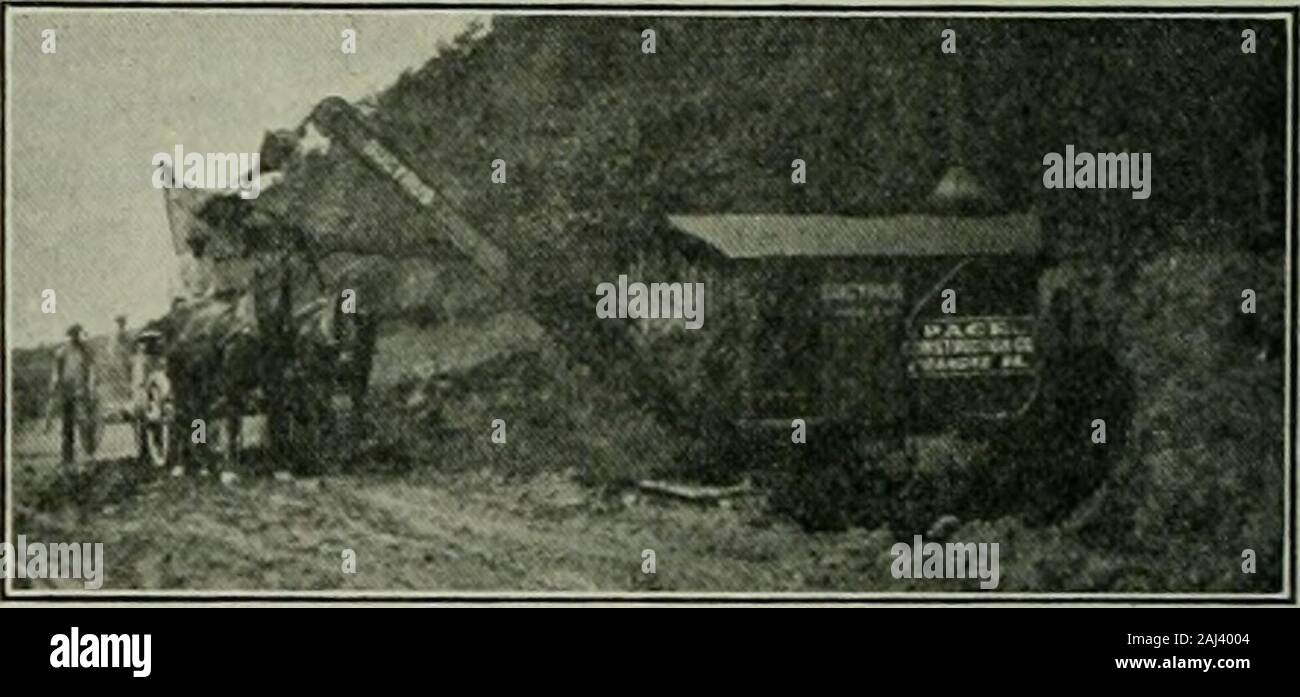 Öffentliche Arbeiten. Sie wurden durch den Auftragnehmer zu verysatisfactory, Wirtschaftlichkeit und gründlich ab. Der Stein in steinbruch Nr. 1 wurde durch aWestern Schaber Co.s crusher Nr. 2 thathad eine Tagesleistung von 150 Cubic Yards verfolgte zerkleinert und wasstored in einem Austin 100-t Nr. 4 bin. Die besten bohren Datensatz wurde 250 Meter 134-Zoll Löcher 16 Fuß tief in 10 Stunden. Die brokenstone wurde in Fächern, die zu 2 gespeichert - yardAustin Kippanhänger geschleppten 3 - Pferd-Teams, die der Stein auf dem Weg verteilt. Die Fahrbahn wurde von der Finleymethod, die eine Hälfte o asphaltierte Stockfoto