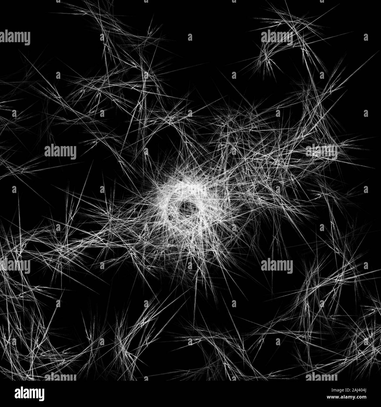 Digitale geometrische monochrome Malerei. Weiße Linien von Farbe auf schwarzem Hintergrund isoliert. Kreative moderne Abbildung Stockfoto