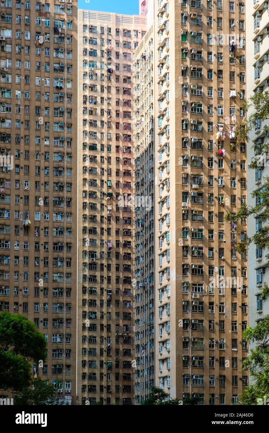 Wohnbau, Immobilien Exterieur, HongKong - Stockfoto