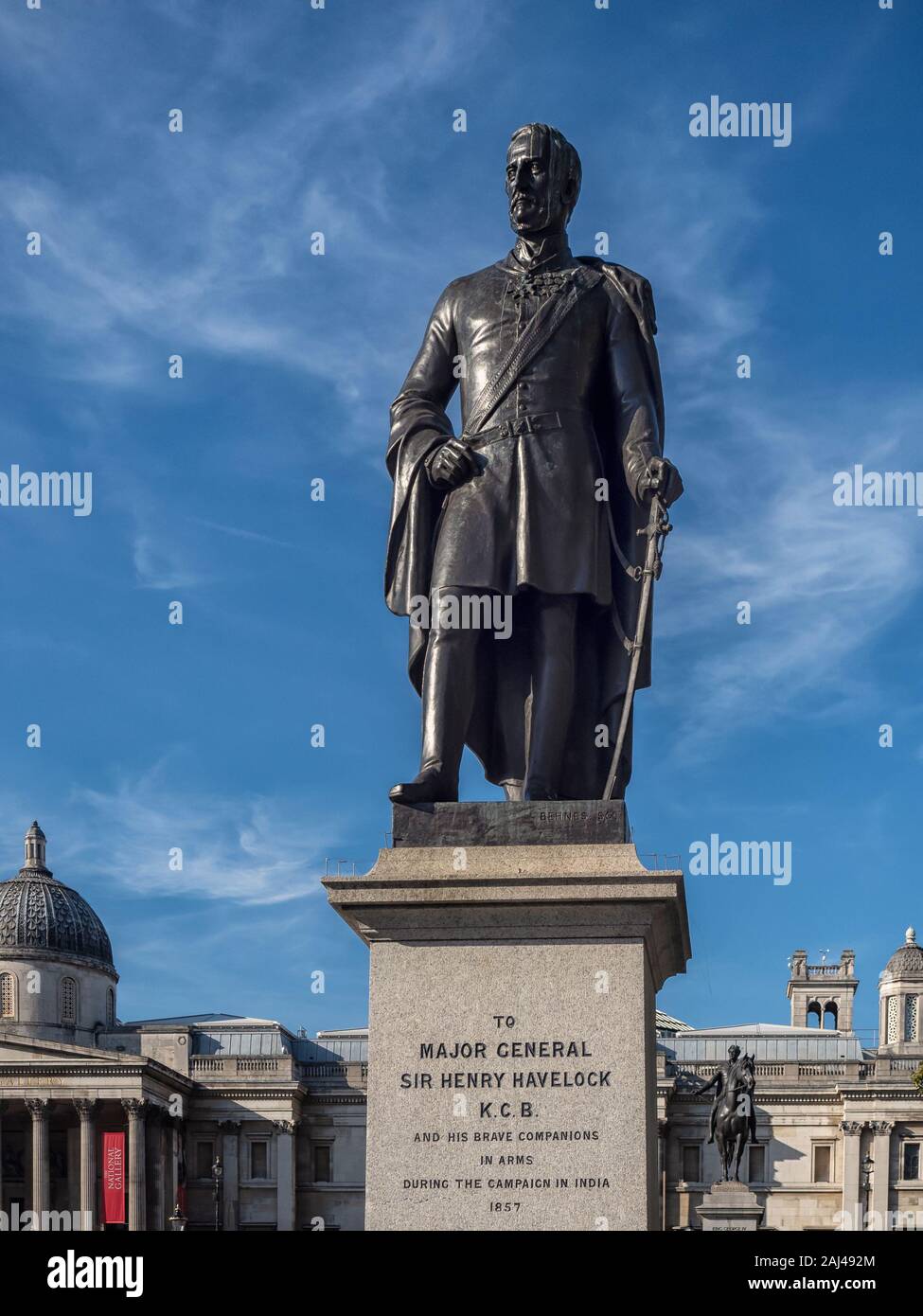 LONDON, Großbritannien - 29. SEPTEMBER 2019: Statue von General Henry Havelock auf dem Trafalgar Square Stockfoto