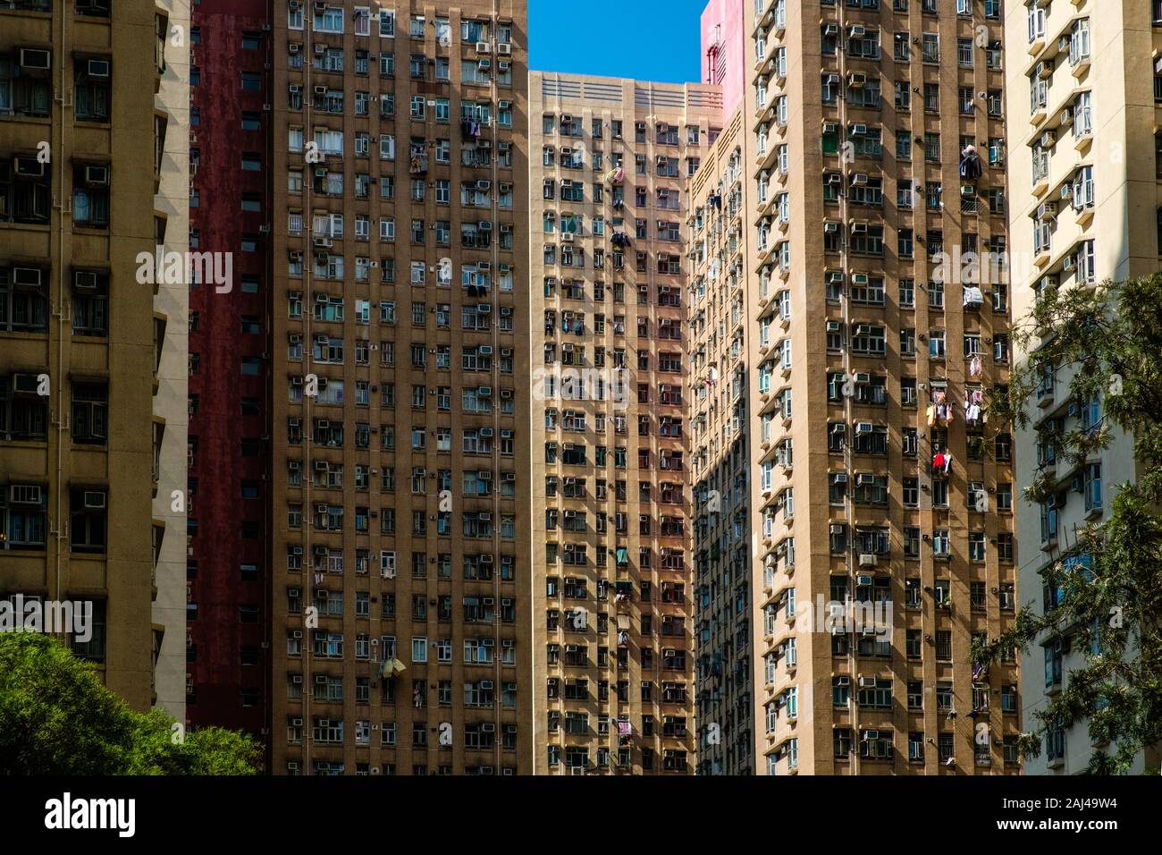 Wohnbau, Immobilien Exterieur, HongKong - Stockfoto