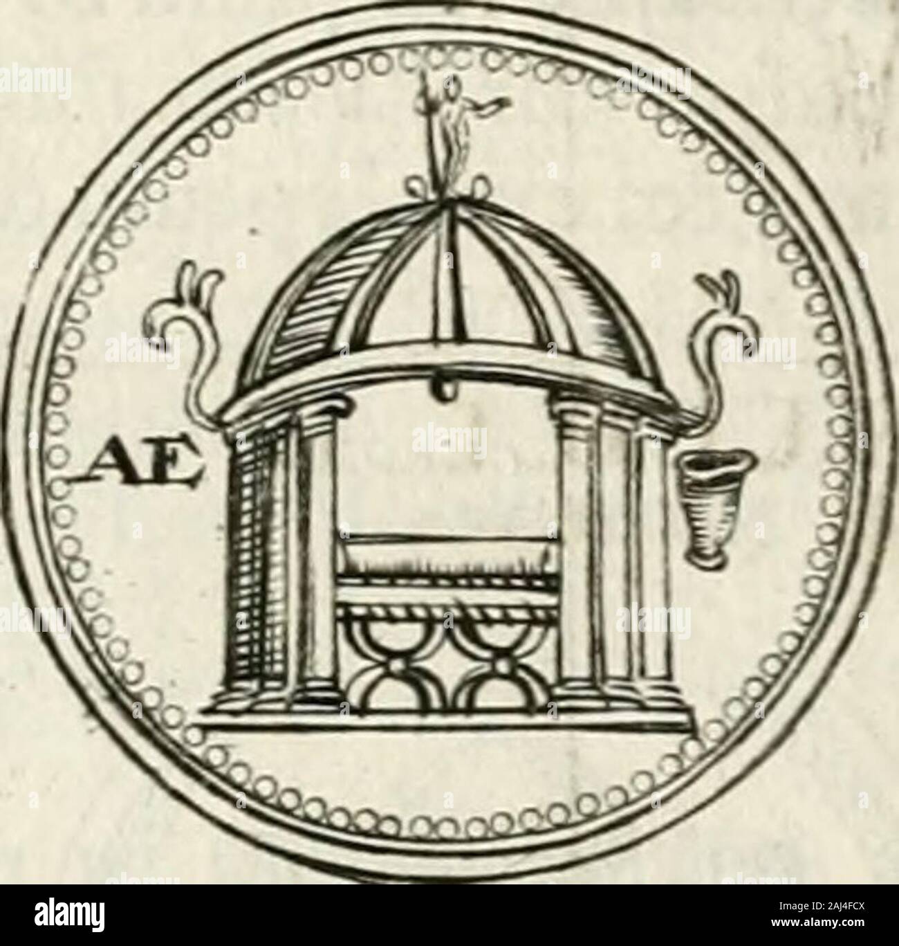 Veterum Romanorum Religio castrametatio, disciplina militaris Ut&balneae ex Antiquis numismatibus & lapidibus demonstrata. Stockfoto