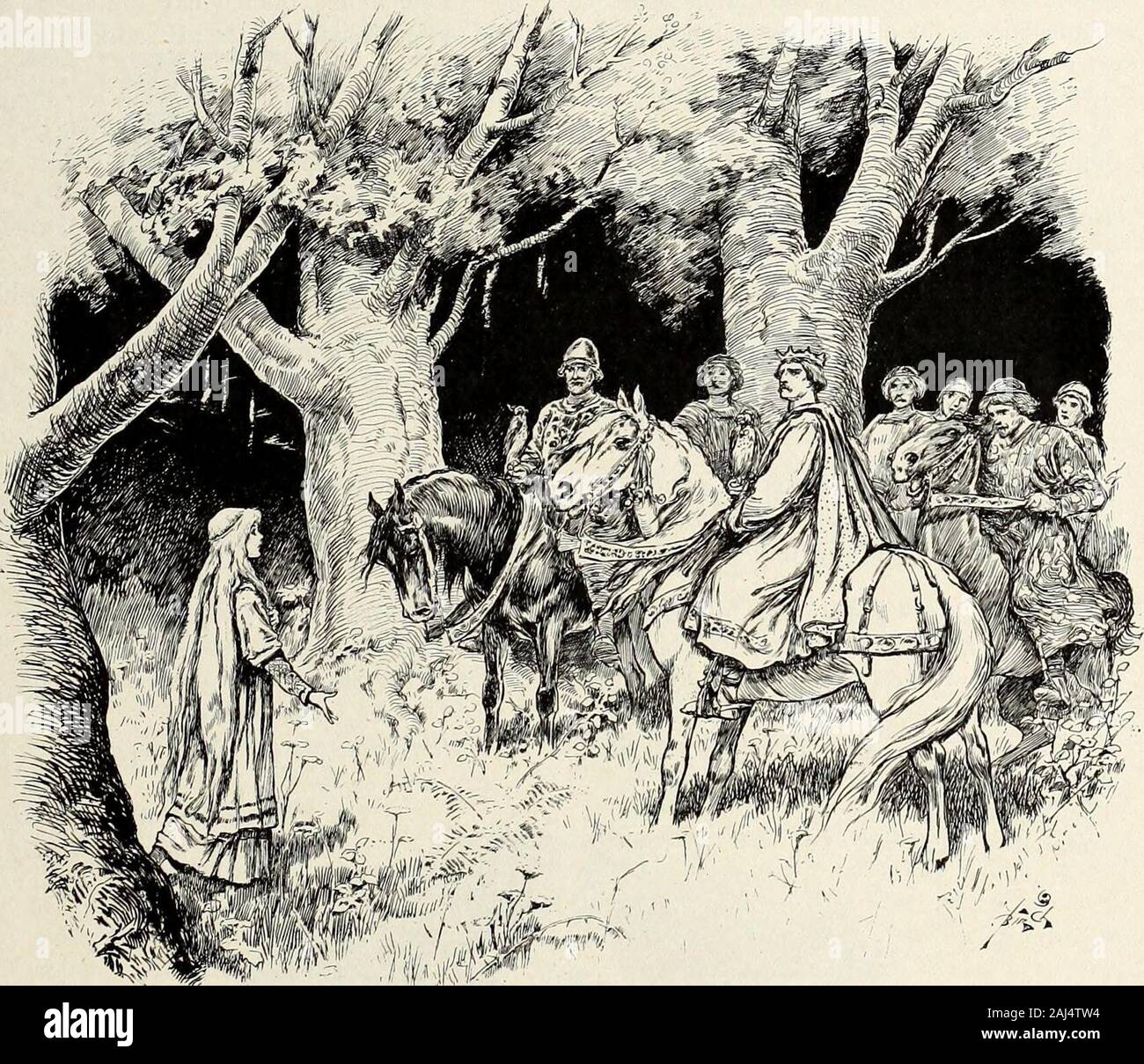 St Nicholas [Serial]. esting, fegte die Bahn, mit Jingle des Bügels und Zügel - rein, Geklingel der Hawk-Bell und tercel-Kette. Blind war der Trail sie zufällig hatte; Kein Schimmer der Sonne durch die dicke Blätter glänzte, und ihre Herzen wuchs chill, wie sie auf dem Galoppierten. Durch das wilde New Forest, früh am Morgen, für Vorsicht, sprach, was Wohnen häufen untrodden durch Pfade und Wege, ungetragen, In einsamen Dingle und haunted Dell, ging Wilhelm von England, Normannen - geboren. Da die sächsischen Hexe cast ihr bösen Zauber: 276 REIM DES KÖNIGS UND DER ROSE. 277 Wer weiß, sagte sie, keine Mitleidigen Gnade finden. Stockfoto
