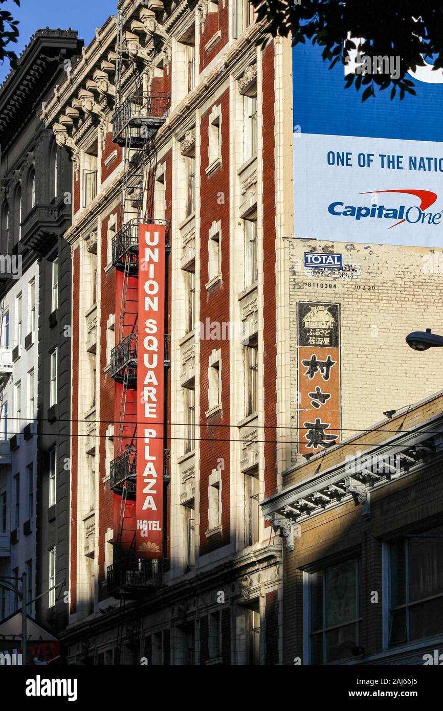 Union Square Plaza Hotel in Tenderloin District von San Francisco, Vereinigte Staaten von Amerika Stockfoto